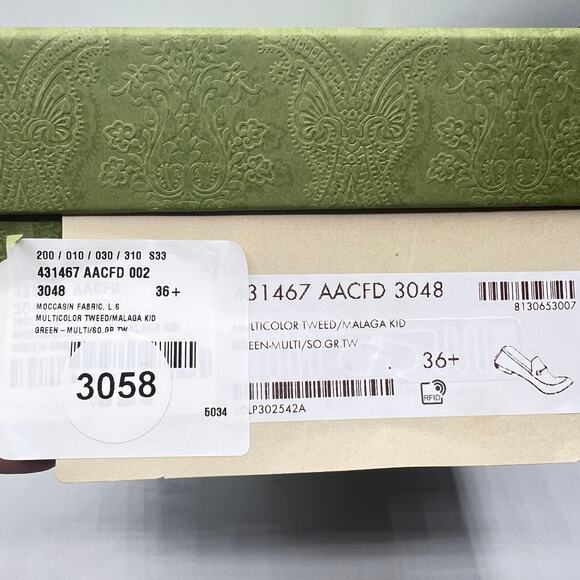 Gucci Jordaan Tweed Horsebit Moccassin Loafers Multicolor Size EU 36.5 - Picture 5 of 10